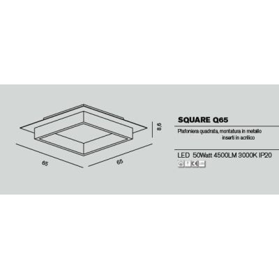 SQUARE Q65 PLAFONIERA QUADRATA 65X65 CM LED 50W MODERNA 14 COLORI DI PROMOINGROSS PROMOINGROSS - Cristalensi Shop Online