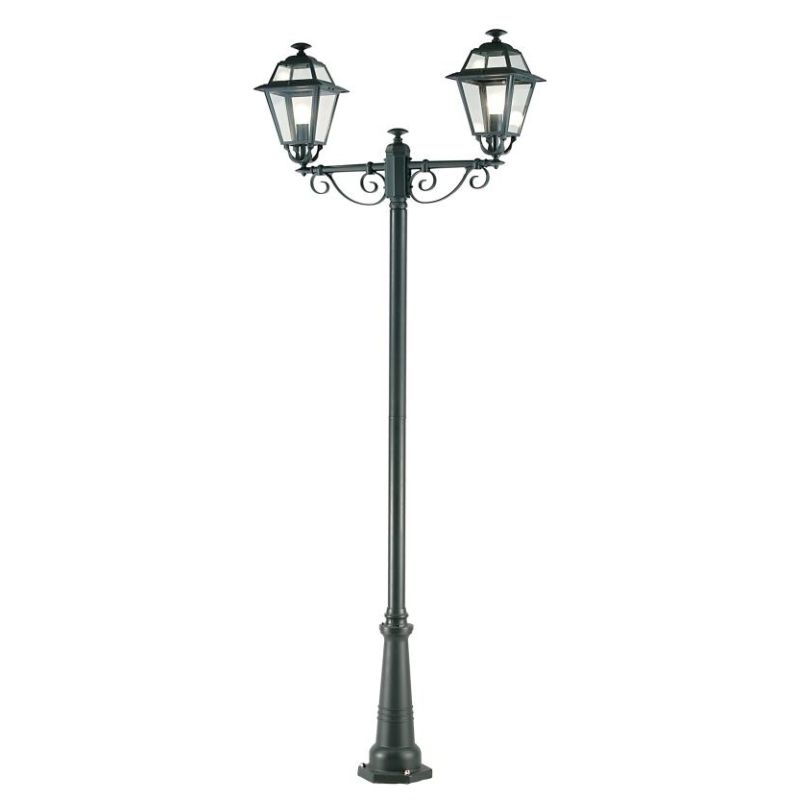 ELEGANCE LAMPIONE PER ESTERNO H250 CON DUE LANTERNE IN ALLUMINIO ANTRACITE E DIFFUSORI IN VETRO Sovil - Cristalensi Shop Online