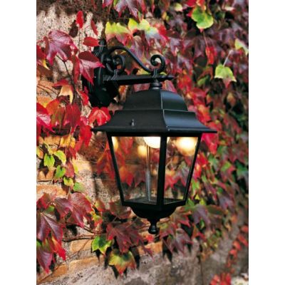 AMALFI LANTERNA A PARETE PER ESTERNO IN ALLUMINIO NERO DIFFUSORI IN VETRO Sovil - Cristalensi Shop Online