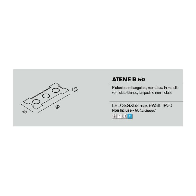 ATENE R50 PLAFONIERA RETTANGOLARE 50X20 CM 14 COLORI ECONOMICA LAMPADINE LED SOSTITUIBILI PROMOINGROSS - Cristalensi Shop Online