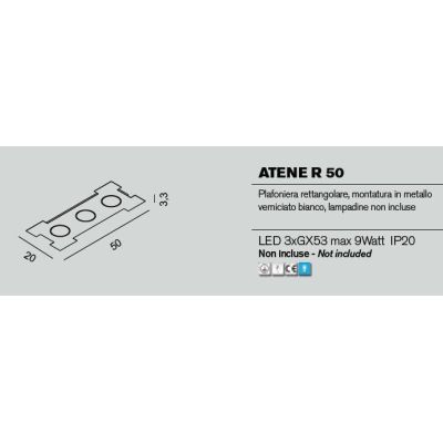 ATENE R50 PLAFONIERA RETTANGOLARE 50X20 CM 14 COLORI ECONOMICA LAMPADINE LED SOSTITUIBILI PROMOINGROSS - Cristalensi Shop Online