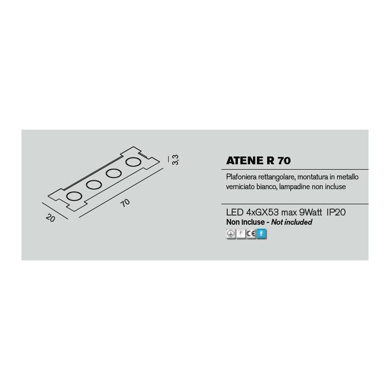 ATENE R70 PLAFONIERA RETTANGOLARE 70X20 CM BIANCA ECONOMICA LAMPADINE LED SOSTITUIBILI PROMOINGROSS - Cristalensi Shop Online