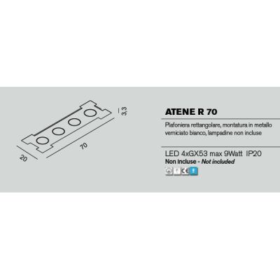 ATENE R70 PLAFONIERA RETTANGOLARE 70X20 CM BIANCA ECONOMICA LAMPADINE LED SOSTITUIBILI PROMOINGROSS - Cristalensi Shop Online