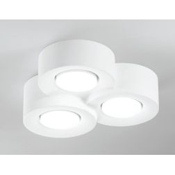 PLAFONIERA A TRE LUCI TONDEGGIANTE IN GESSO BIANCO VERNICIABILE LAMPADINE ATTACCO GX53 CRISTALENSI CERAMICA - Cristalensi Shop O