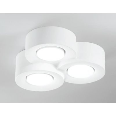 PLAFONIERA A TRE LUCI TONDEGGIANTE IN GESSO BIANCO VERNICIABILE LAMPADINE ATTACCO GX53 CRISTALENSI CERAMICA - Cristalensi Shop O