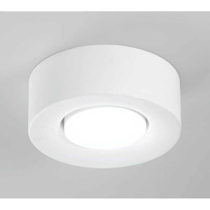 PLAFONIERA PICCOLA ROTONDA IN GESSO BIANCO VERNICIABILE LAMPADINA ATTACCO GX53 CRISTALENSI CERAMICA - Cristalensi Shop Online