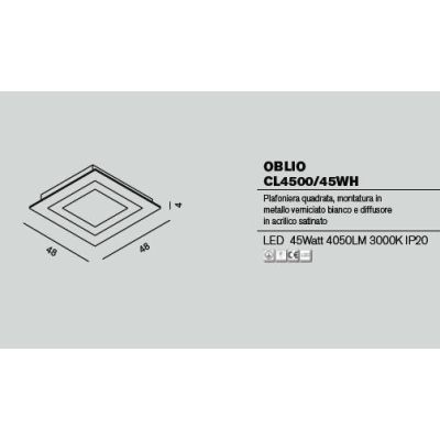 OBLIO Q50 PLAFONIERA QUADRATA MEDIA 48X48 CM LED 45W MODERNA 14 COLORI DI PROMOINGROSS PROMOINGROSS - Cristalensi Shop Online