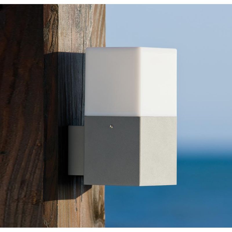 KUBE LED 7W INTEGRATO APPLIQUE IN ALLUMINIO H80 CM IP54 IN DUE COLORI BIANCO E ALLUMINIO Sovil - Cristalensi Shop Online