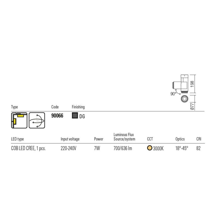 90066 EAGLE PROIETTORE ORIENTABILE DA ESTERNO IP54 LED 7W LUCE 3000K IN ALLUMINIO ANTRACITE Redo Group - Cristalensi Shop Online
