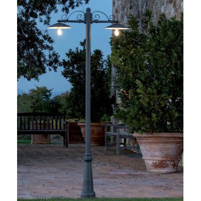 ANTIQUE LAMPIONE PER ESTERNO 2 LUCI IN ALLUMINIO VERNICIATO DI GRIGIO ANTRACITE Sovil - Cristalensi Shop Online