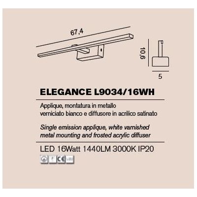 ELEGANCE APPLIQUE BIANCA O CROMO PER SOPRA SPECCHIO QUADRO 16W LED CM 67 PROMOINGROSS - Cristalensi Shop Online