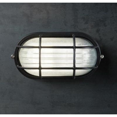 INDUSTRIALE OVALE APPLIQUE DA ESTERNI PICCOLA CON GABBIA IP54 BIANCA O NERA CLASSICA DI SOVIL Sovil - Cristalensi Shop Online