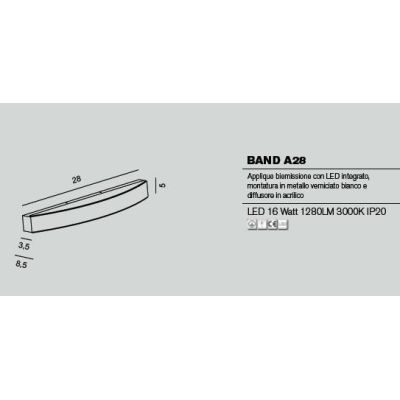 BAND A28 APPLIQUE A FASCIA IN 14 FINITURE LUCE SOPRA SOTTO LED 16W DI PROMOINGROSS PROMOINGROSS - Cristalensi Shop Online