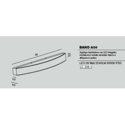 BAND A50 APPLIQUE LED A FASCIA IN 14 COLORI LED INTEGRATO 28W BIEMISSIONE PROMOINGROSS - Cristalensi Shop Online