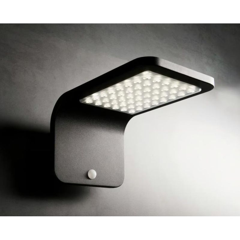 STREET APPLIQUE AD ENERGIA SOLARE IP54 SENSORE DI MOVIMENTO E CREPUSCOLARE LED 3W NERO DI SOVIL Sovil - Cristalensi Shop Online