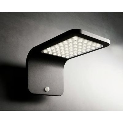 STREET APPLIQUE AD ENERGIA SOLARE IP54 SENSORE DI MOVIMENTO E CREPUSCOLARE LED 3W NERO DI SOVIL Sovil - Cristalensi Shop Online