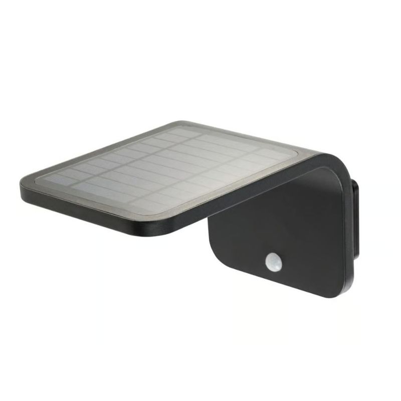 STREET APPLIQUE AD ENERGIA SOLARE IP54 SENSORE DI MOVIMENTO E CREPUSCOLARE LED 3W NERO DI SOVIL Sovil - Cristalensi Shop Online