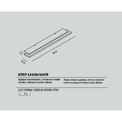 STEP 20 APPLIQUE SPECCHIO QUADRO CROMO O BIANCO LED 20W MODERNA LARGHEZZA 63,5 CM PROMOINGROSS - Cristalensi Shop Online