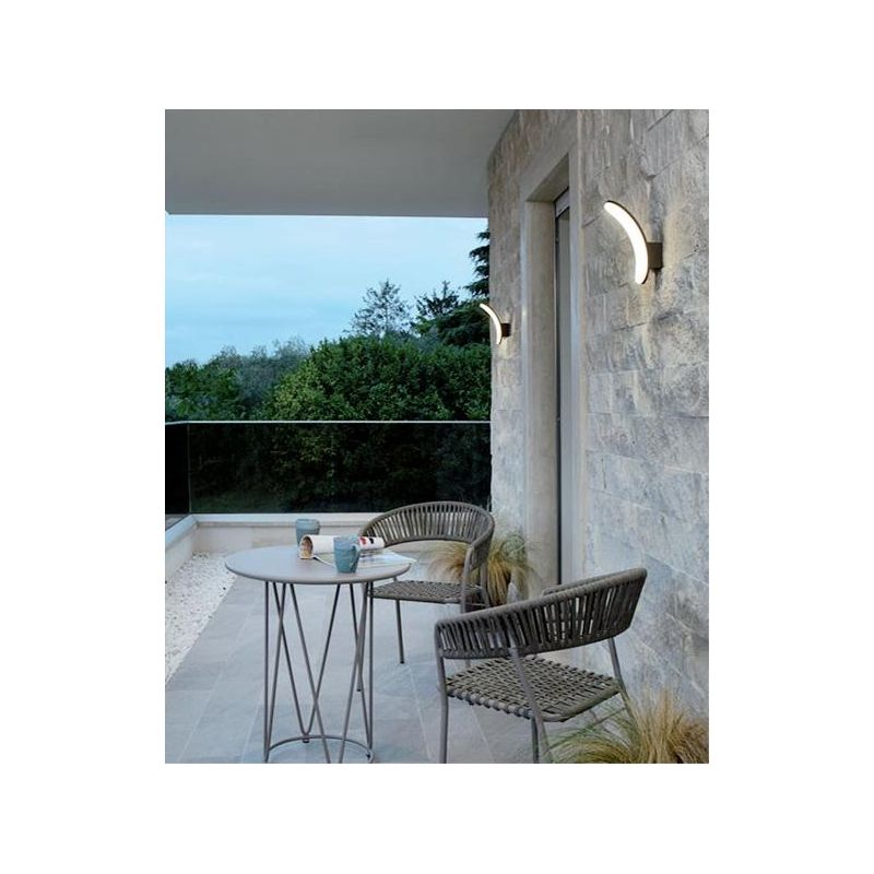 VIRGOLA APPLIQUE DA ESTERNO IP65 LUCE 4000K MODERNO IN ALLUMINIO A LED 12W ANTRACITE DI SOVIL Sovil - Cristalensi Shop Online