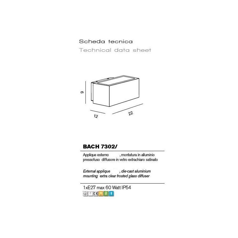 BACH APPLIQUE ESTERNO IP54 BIANCO ANTRACITE O GRIGIO MODERNO 1XE27 ECONOMICO PROMOINGROSS - Cristalensi Shop Online