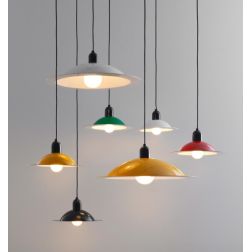 LAMPIATTA SOSPENSIONE SINGOLA DIAMETRO CM 28 5 COLORI IN STILE VINTAGE MARCHIO STILNOVO STILNOVO MA&DE - Cristalensi Shop Online