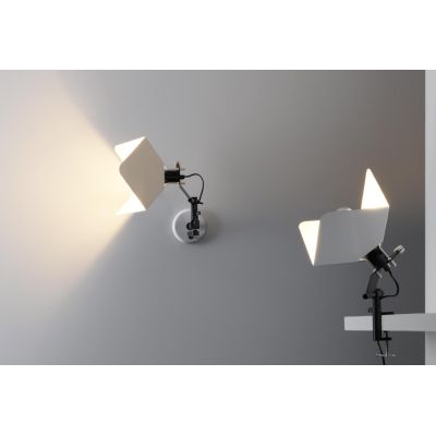 TRIEDRO LAMPADA CON MORSETTO DAL DESIGN MODERNO BIANCA CON ATTACCO E27 MARCHIO STILNOVO STILNOVO MA&DE - Cristalensi Shop Online