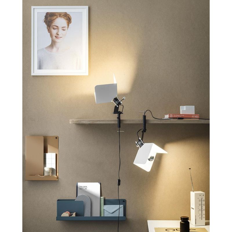 TRIEDRO LAMPADA CON MORSETTO DAL DESIGN MODERNO BIANCA CON ATTACCO E27 MARCHIO STILNOVO STILNOVO MA&DE - Cristalensi Shop Online