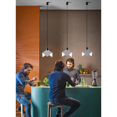 TRIEDRO SOSPENSIONE SINGOLA DAL DESIGN MODERNO BIANCA CON ATTACCO E27 MARCHIO STILNOVO STILNOVO MA&DE - Cristalensi Shop Online