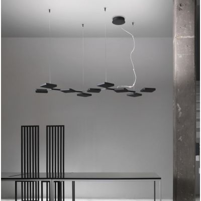 QUAD P9 GRANDE SOSPENSIONE A 9 MODULI LED 91W LUCE 3000K BIANCO O NERO ORIGINALE E MODERNO STILNOVO MA&DE - Cristalensi Shop Onl