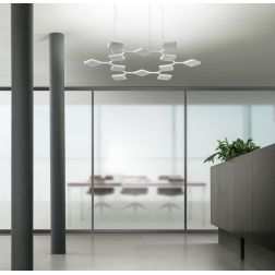 QUAD P12 GRANDE LAMPADARIO 12 MODULI LED 91W LUCE DIMMERABILE BIANCO O NERO ORIGINALE E MODERNO STILNOVO MA&DE - Cristalensi Sho