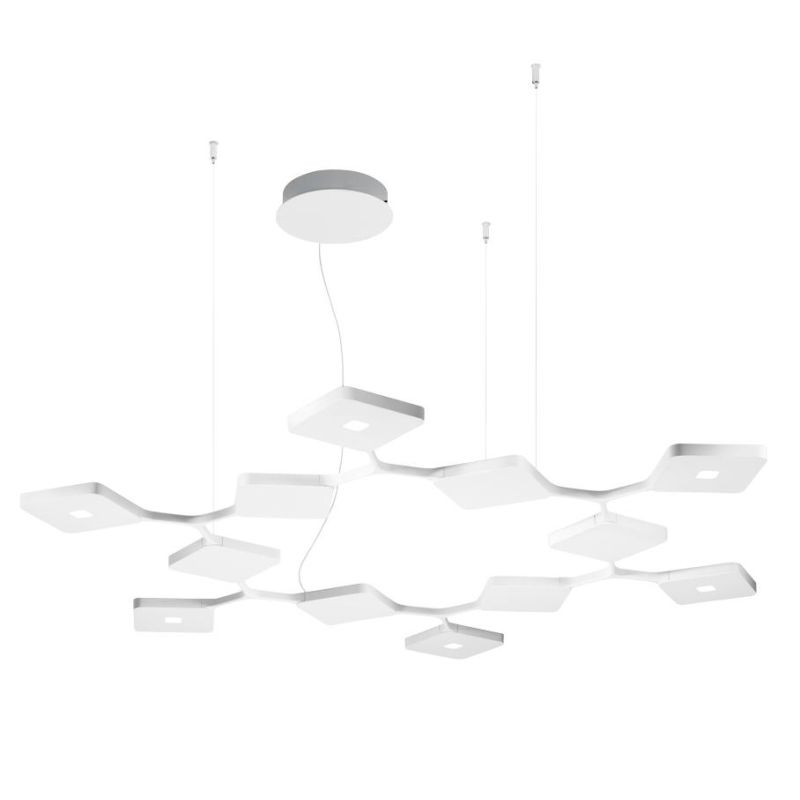 QUAD P12 SOSPENSIONE 12 LUCI DIMMERABILE LED 89W LUCE 3000K BIANCA O NERA ORIGINALE E MODERNO STILNOVO MA&DE - Cristalensi Shop 