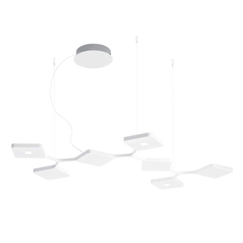 QUAD P7 SOSPENSIONE 7 LUCI LED 47W LUCE 3000K BIEMISSIONE BIANCO O NERO ORIGINALE E MODERNO STILNOVO MA&DE - Cristalensi Shop On