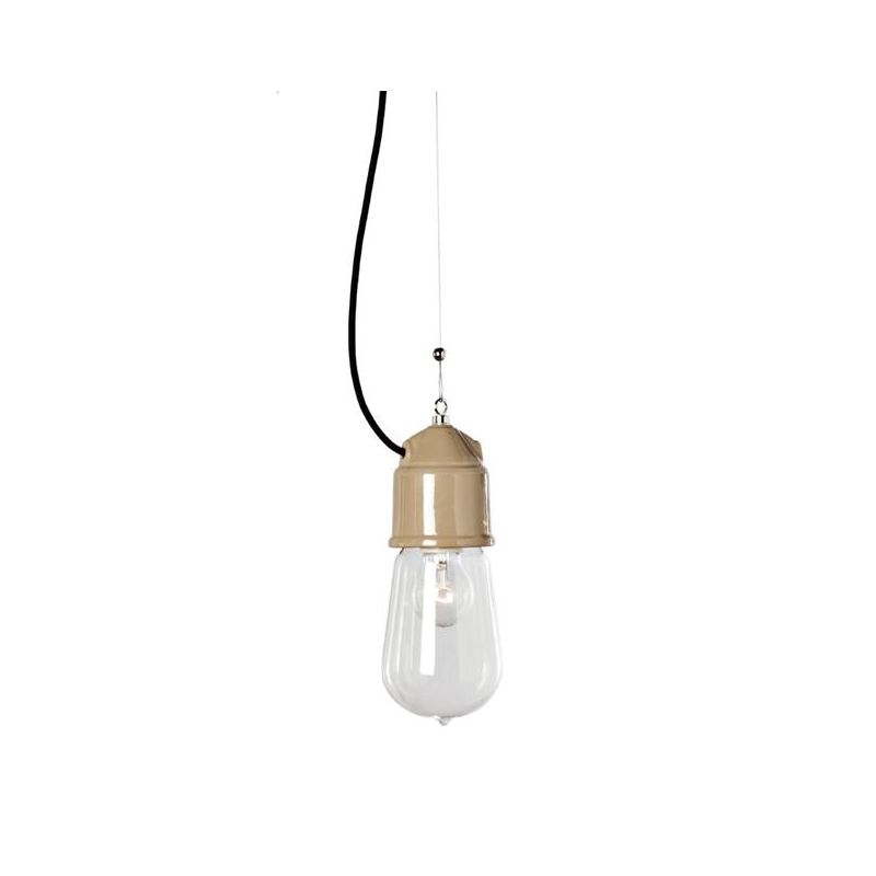NOVECENTO SOSPENSIONE VINTAGE SINGOLA IN CERAMICA CON CAVI IN TESSUTO COLORATO TOSCOT - Cristalensi Shop Online