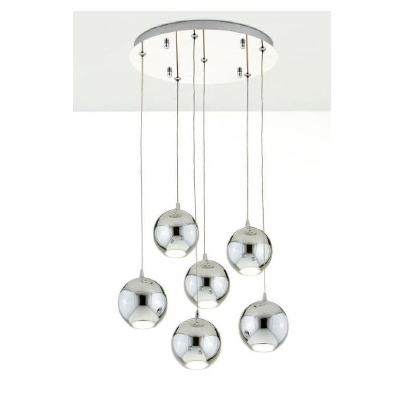 2036 SOSPENSIONE A 6 PENDEL IN METALLO CROMATO E LED INTEGRATO DA 3W CADAUNO AFFRALUX - Cristalensi Shop Online