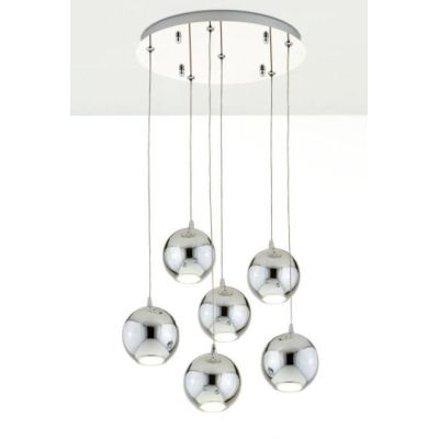 2036 SOSPENSIONE A 6 PENDEL IN METALLO CROMATO E LED INTEGRATO DA 3W CADAUNO AFFRALUX - Cristalensi Shop Online