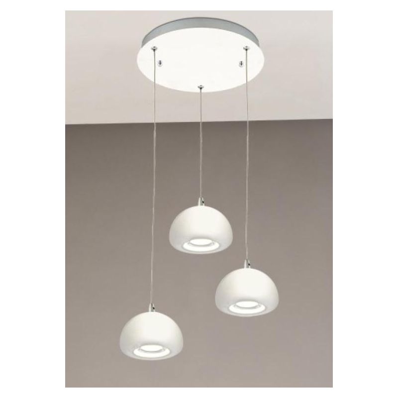 2039 SOSPENSIONE A 3 PENDEL IN METALLO BIANCO E LED INTEGRATO DA 3W AFFRALUX - Cristalensi Shop Online