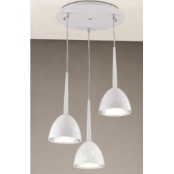 2320 SOSPENSIONE A 3 PENDEL IN METALLO BIANCO LAMPADINE SOSTITUIBILI AFFRALUX - Cristalensi Shop Online 2