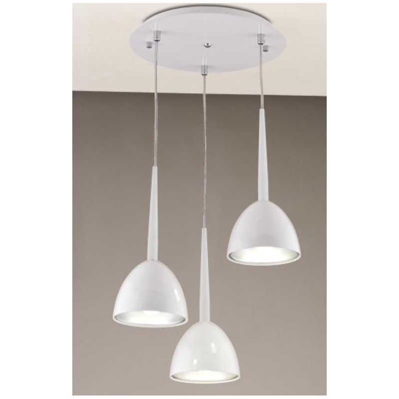 2320 SOSPENSIONE A 3 PENDEL IN METALLO BIANCO LAMPADINE SOSTITUIBILI AFFRALUX - Cristalensi Shop Online