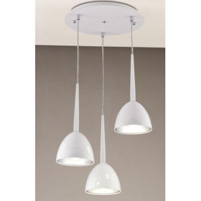 2320 SOSPENSIONE A 3 PENDEL IN METALLO BIANCO LAMPADINE SOSTITUIBILI AFFRALUX - Cristalensi Shop Online