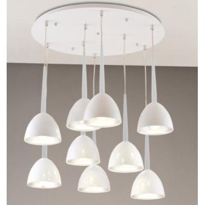 2324 SOSPENSIONE A 9 PENDEL IN METALLO BIANCO LAMPADINE SOSTITUIBILI AFFRALUX - Cristalensi Shop Online