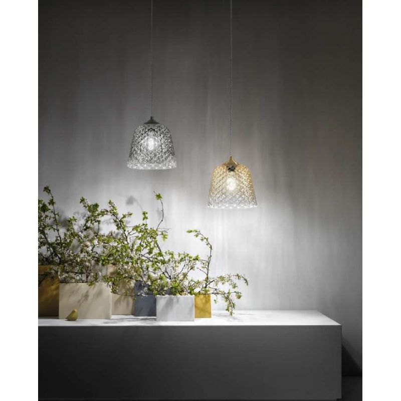 ALICE D40 SOSPENSIONE SINGOLA IN VETRO AMBRA FUME O BIANCO CON EFFETTO BALLOTON GEA LUCE GEA LUCE - Cristalensi Shop Online