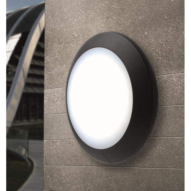 BERTA PLAFONIERA APPLIQUE DIAMETRO 27,5 ATTACCO 1XE27 IP66 IN RESINA BIANCA,GRIGIA O NERA DARK LIGHT - Cristalensi Shop Online