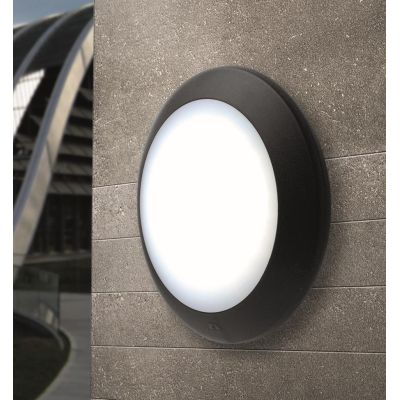 BERTA PLAFONIERA APPLIQUE DIAMETRO 27,5 ATTACCO 1XE27 IP66 IN RESINA BIANCA,GRIGIA O NERA DARK LIGHT - Cristalensi Shop Online