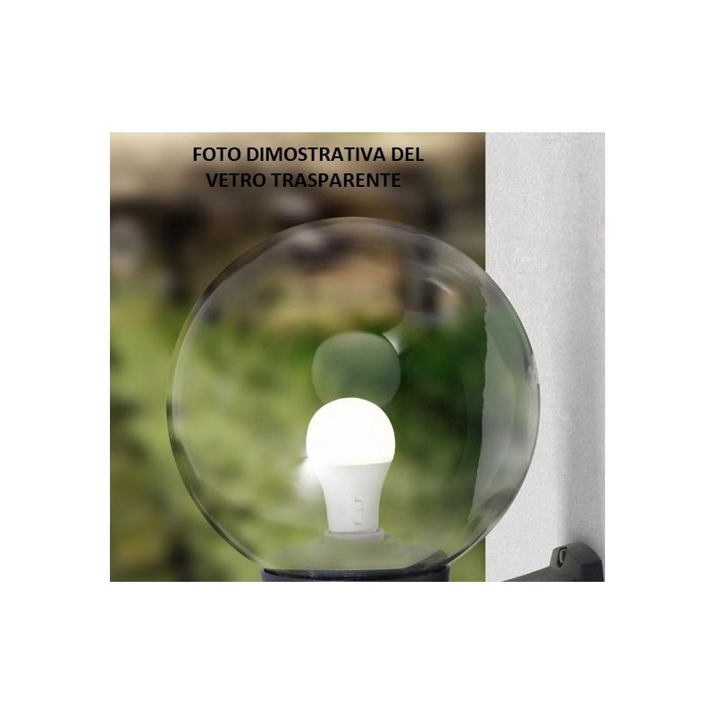 BISSO GLOBO 25 APPLIQUE IN RESINA NERA CON GLOBO IN TRE COLORI IP55 ECONOMICO DARK LIGHT - Cristalensi Shop Online