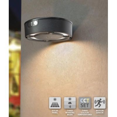 APPLIQUE BIANCA O NERA IP55 AD ENERGIA SOLARE E CON SENSORE DI MOVIMENTO LED 2W DARK LIGHT - Cristalensi Shop Online