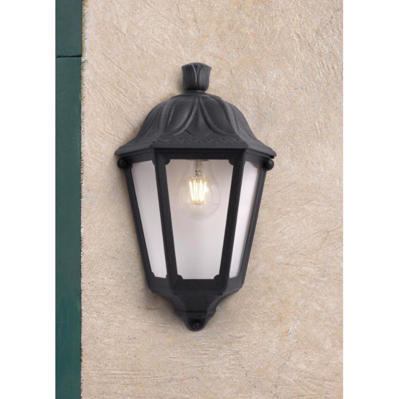 IESSE MEZZA LANTERNA CLASSICA IN RESINA DI COLORE NERO O BIANCO IP55 ECONOMICA DARK LIGHT - Cristalensi Shop Online