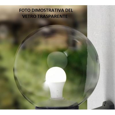 MIZAR GLOBO 25 PALO IN RESINA BIANCA CON SFERA TRASPARENTE FUME' O BIANCO LATTE IP55 DARK LIGHT - Cristalensi Shop Online