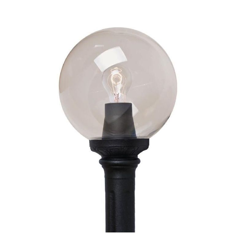 MIZAR GLOBO 25 CON SFERA TRASPARENTE FUME' O BIANCO LATTE IP55 PALO IN RESINA NERA DARK LIGHT - Cristalensi Shop Online
