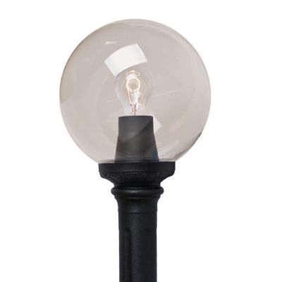 MIZAR GLOBO 25 CON SFERA TRASPARENTE FUME' O BIANCO LATTE IP55 PALO IN RESINA NERA DARK LIGHT - Cristalensi Shop Online