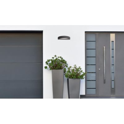 1095B MEZZARCO APPLIQUE DA ESTERNO 6 COLORI LED 6W LUCE 3000K IP65 BIEMISSIONE DI LUCE MADE IN ITALY 9010 BELFIORE - Cristalensi